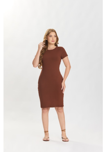 Vestido Adriana Em Malha Canelada Marrom Hapuk Primavera/Verão 2027
