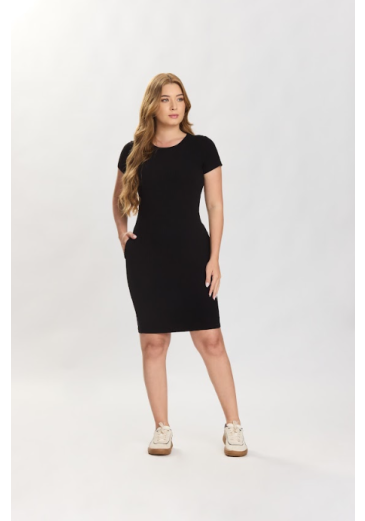 Vestido Adriana Em Malha Canelada Preto Hapuk Primavera/Verão 2027
