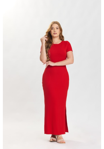 Vestido Mily Em Malha Canelada Vemelho Hapuk Primavera/Verão 2027