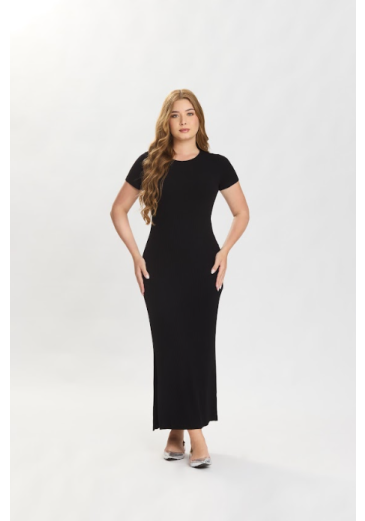 Vestido Mily Em Malha Canelada Preto Hapuk Primavera/Verão 2027