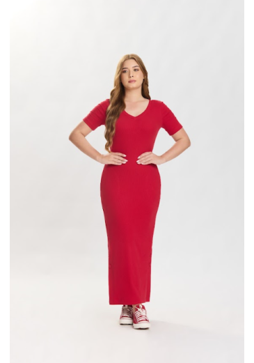 Vestido Cris Em Malha Vermelho Hapuk Primavera/Verão 2027