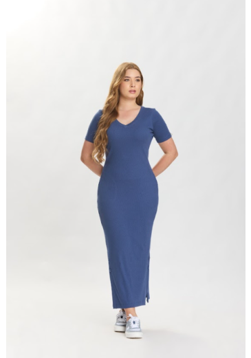Vestido Cris Em Malha Azul Marinho Hapuk Primavera/Verão 2027