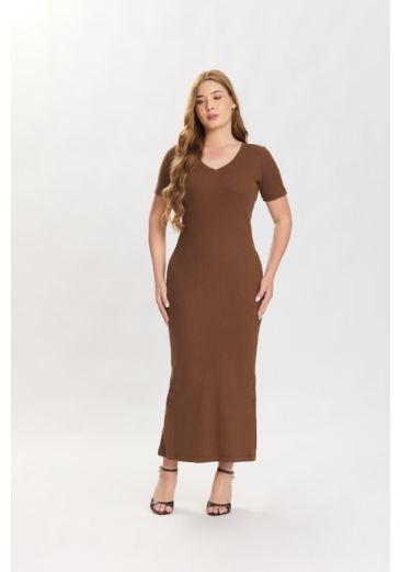 Vestido Cris Em Malha Marrom Hapuk Primavera/Verão 2027