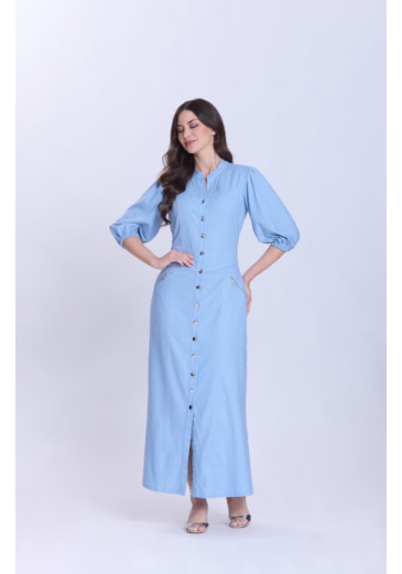 Vestido Nice Em Tecido Plano Azul Hapuk Primavera/Verão 2027