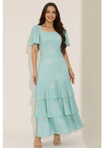 Conjunto Samira Em Bordado Blossom Azul Tata Martello Primavera/Verão 2027