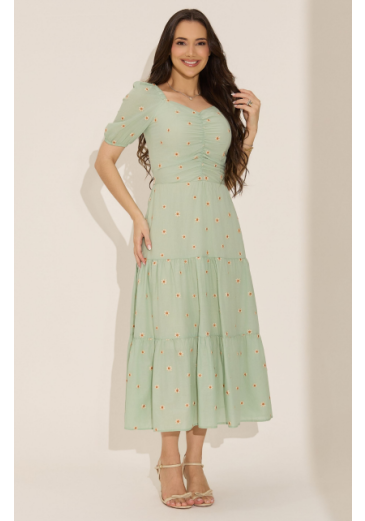 Vestido Talita Em Algodão Bordado Verde Martello Primavera/Verão 2027