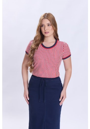 Blusa Vanessa Em Malha Listrada Vermelho Hapuk Primavera/Verão 2027