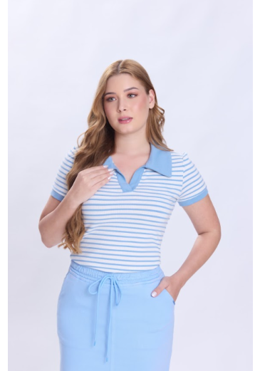 Blusa Cintia Em Malha Listrada Azul Hapuk Primavera/Verão 2027
