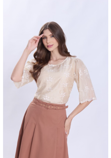 Blusa Agnes Em Organza Bege Hapuk Primavera/Verão 2027