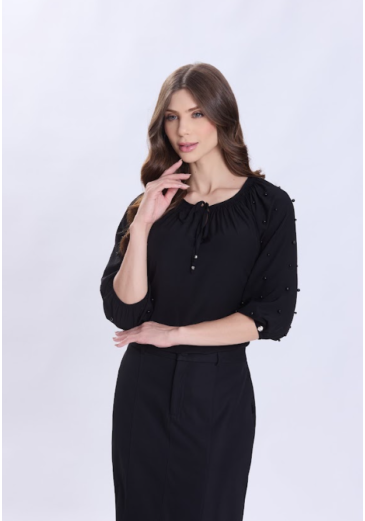 Blusa Eloa Em Tecido Plano Preta Hapuk Primavera/Verão 2027