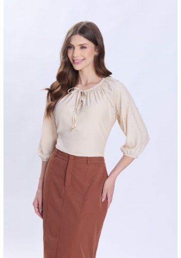 Blusa Eloa Em Tecido Plano Bege Hapuk Primavera/Verão 2027