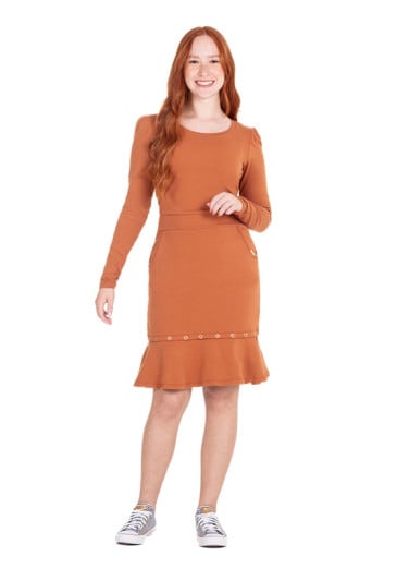 Vestido Romina Em Moletinho Caramelo Hapuk Outono/Inverno 2024