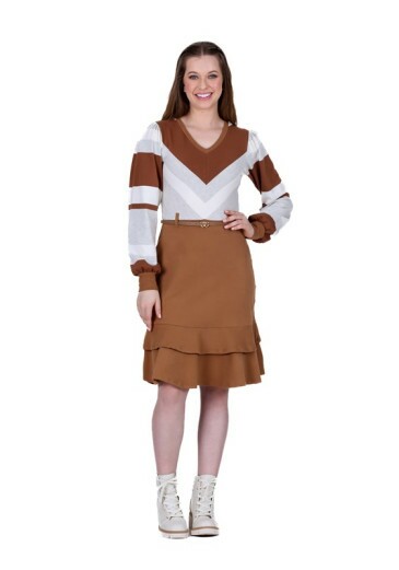 Vestido Eugenia Em Moletinho Liso Caramelo Hapuk Outono/Inverno 2025