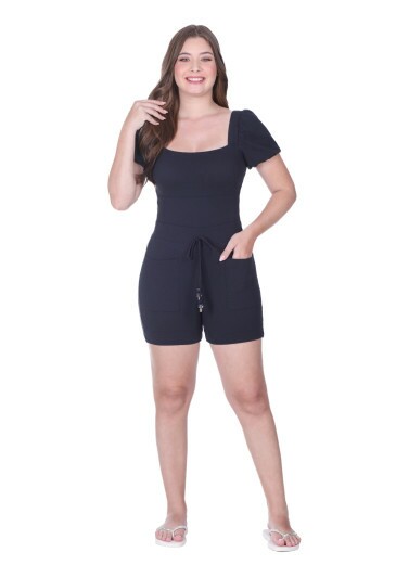 Maiô Tabata Em Malha Texturizada Preto Hapuk Primavera/Verão