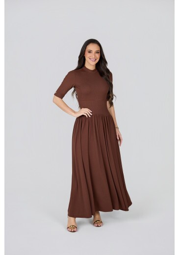 Vestido Emily Em Malha Marrom Tata Martello Primavera/Verão 2027
