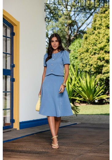 Conjunto Barbara Em Alfaiataria Besty Azul Tata Martello Primavera/Verão 2026