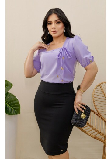 Blusa Eliz Em Crepe Lilás Maria Amore Primavera/Verão 2026