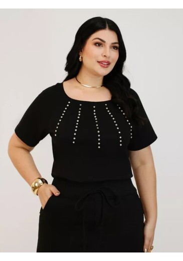 Blusa Erica Em Malha Preta Nitido  Primavera/Verão 2026