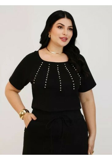 Blusa Erica Em Malha Preta Plus Nitido  Primavera/Verão 2026