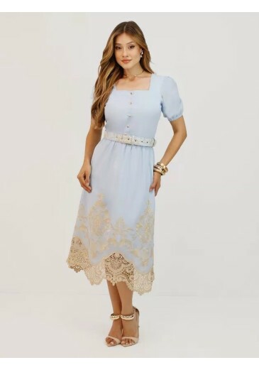 Vestido Kala Em Sandistone Azul Nitido Primavera/Verão 2026