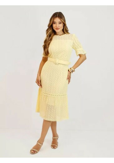 Vestido Jane Em Renda Amarela Nitido  Primavera/Verão 2026
