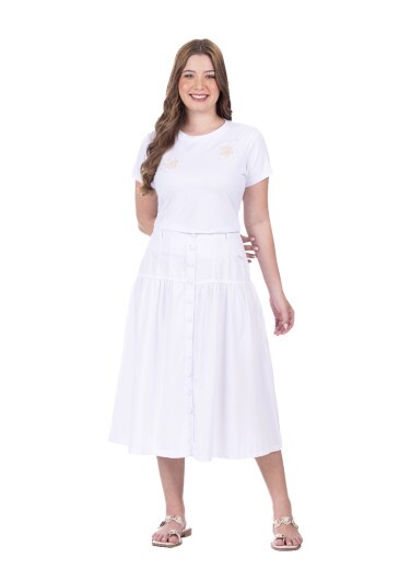 Saia Yasmine Em Jeans Branco Hapuk Primavera/Verão 2026