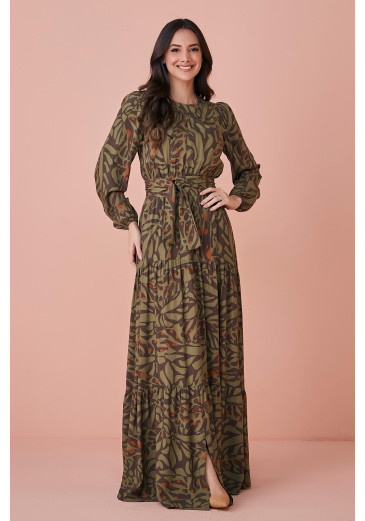 Vestido Luana Em Viscose Estampada Verde Tata Martello Outono/Inverno 2024