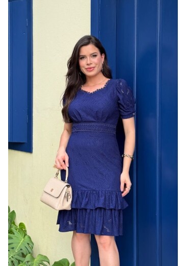 Vestido Liliane Em Lese De Malha Maria Amore Primavera/Verão 2026