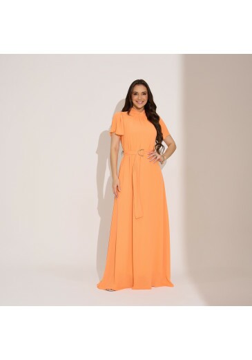 Vestido Mariah Em Chifon Laranja Tata Martello Primavera/Verão 2027