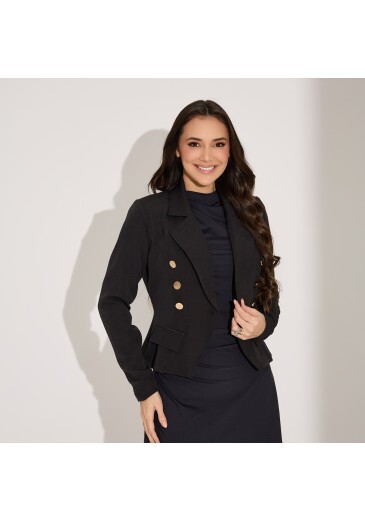 Blazer Aline Em Alfaiataria Preto Tata Martello Primavera/Verão 2027