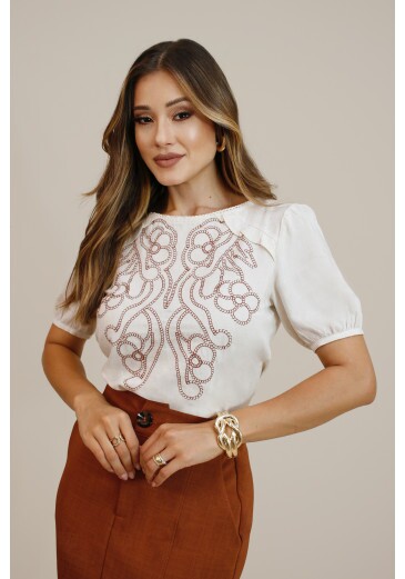 Blusa Anis Em Viscose Com Linho Rust Nitido Outono/Inverno 2026