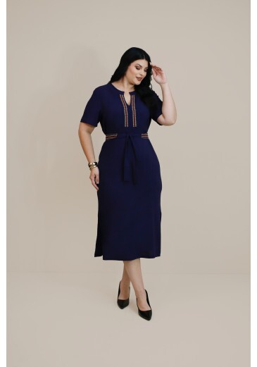 Vestido Camomila Em Viscose Azul Marinho Plus Nitido Outono/Inverno 2026
