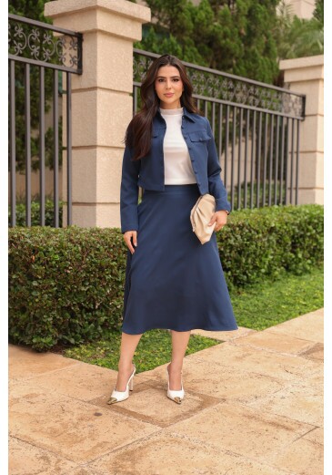 Conjunto Luiza Em Crepe Alfaiataria Azul Marinho Jany Pim Outono/Inverno 2026