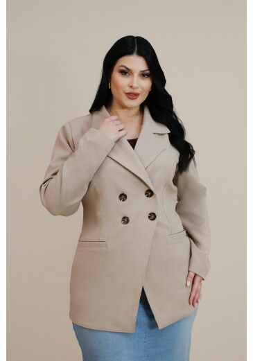 Blazer Verediana Em Lâ De Alfaiataria Cinza Plus Size Nitido Outono/Inverno 2026