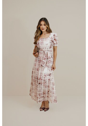 Vestido Amor Perfeito Em Viscose Com Toque De Seda Off White Nitido Outono/Inverno 2026