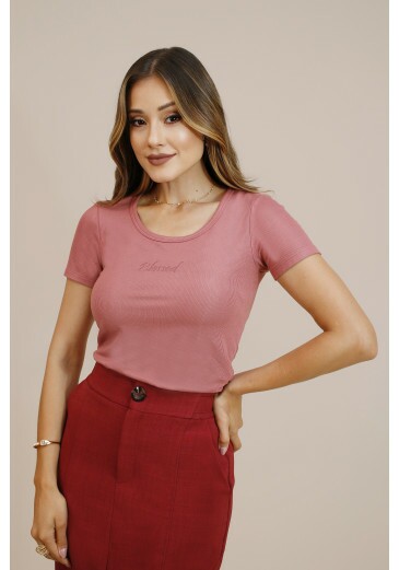 Babylook Beloved Em Malha Canelada Rosa Nitido Outono/Inverno 2026