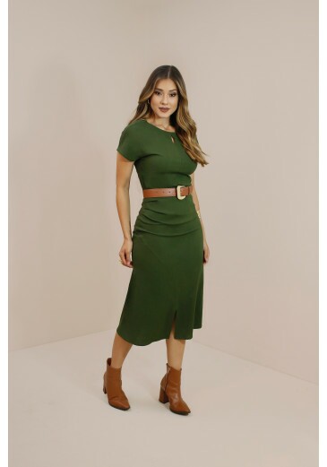 Vestido Cassandra Em Viscose Com Elastano Verde Nitido Outono/Inverno 2026