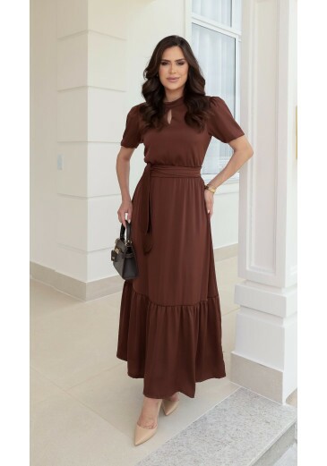 Vestido Naiane Em Crepe Acetinado Maria Amore Outono/Inverno 2026