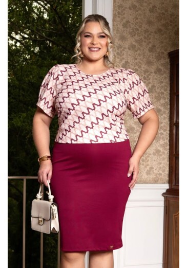 Blusa Karol Em Crepe Estampado Plus Size Maria Amore Primavera/Verão 2026