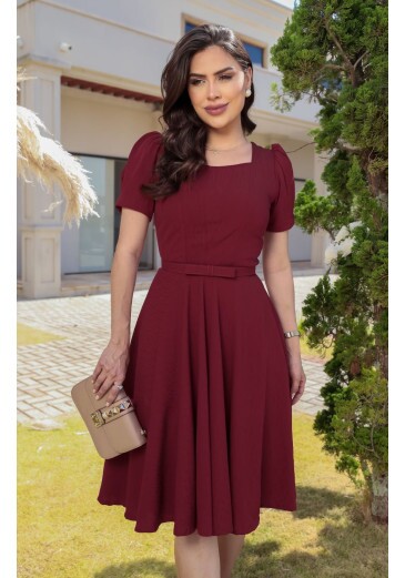 Vestido Jasmim Em Viscose Maquinetada Maria Amore Primavera/Verão 2026