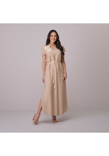 Vestido Kessia Em Rayon Linho Bege Tata Martello Primavera/Verão 2026
