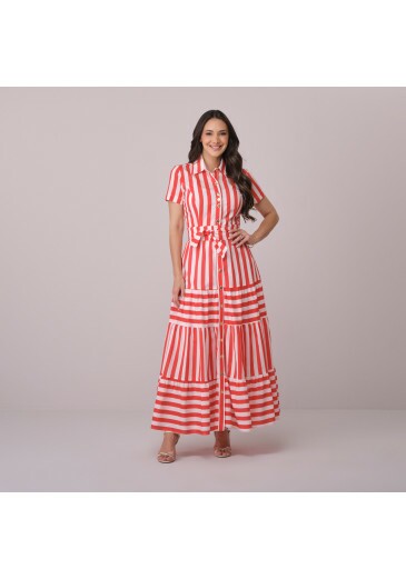 Vestido Morgana Em Algodão Santorini Vermelho Tata Martello Primavera/Verão 2026