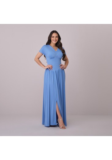 Vestido Gabriela Em Malha Column Azul Tata Martello Primavera/Verão 2026