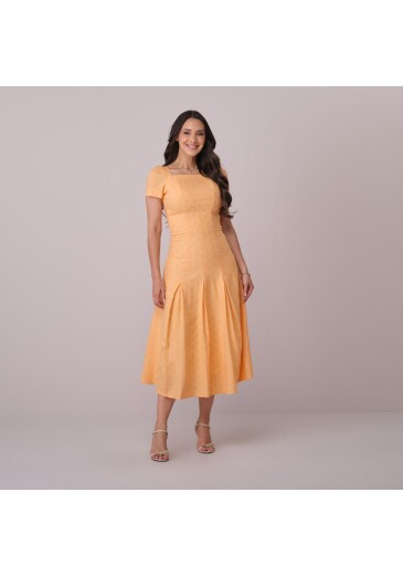 Vestido Ariana Em Linho Bordado Laranja Tata Martello Primavera/Verão 2026