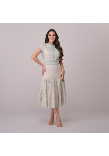 Vestido Bela Em Algodão Bordado Off White Tata Martello Primavera/Verão 2026