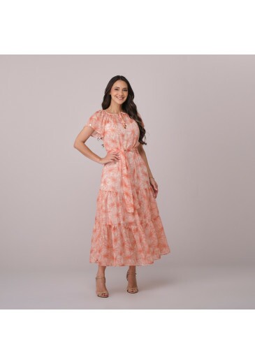 Vestido Dulce Em Iris Print Coral Tata Martello Primavera/Verão 2026