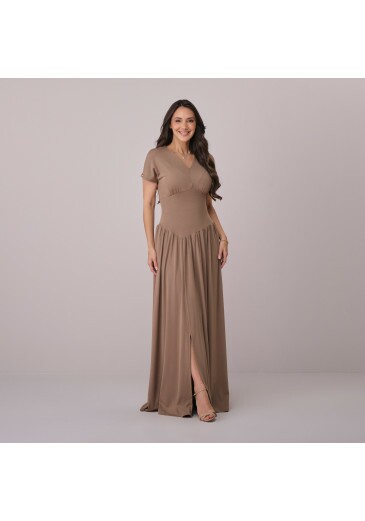 Vestido Gabriela Em Malha Column Marrom Tata Martello Primavera/Verão 2026