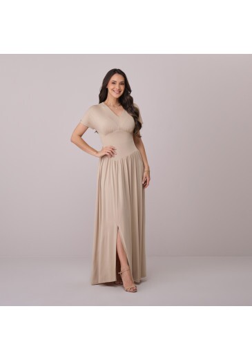 Vestido Gabriela Em Malha Column Bege Tata Martello Primavera/Verão 2026