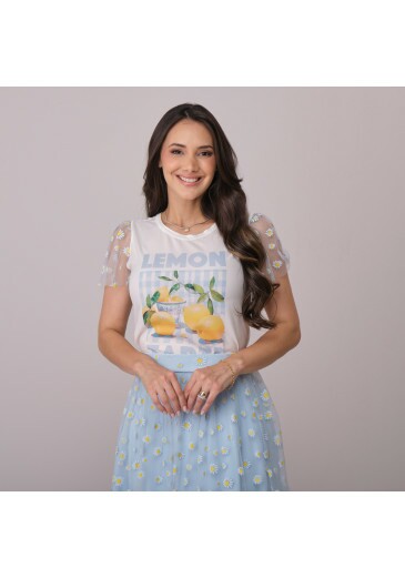 Blusa Margarida Em Crepe Gloss LemonTata Martello Primavera/Verão 2026