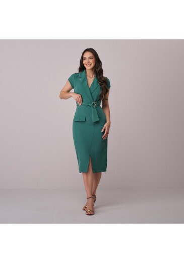 Vestido Denise Em Alfaiataria Paris Verde Tata Martello Primavera/Verão 2026